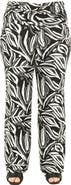 24seven Comfort Apparel Curvy Essential Abstract Print Foldover Waist Wide Leg Pants