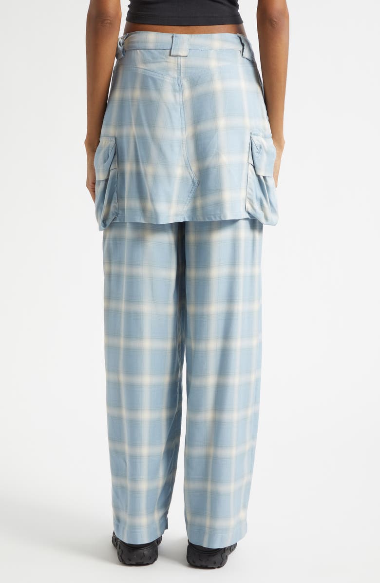 Collina Strada Ocean Plaid Cargo Skirt Overlay Wide Leg Pants, Alternate, color, Ocean Plaid