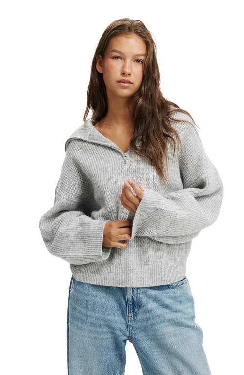 Cotton On Luxe Half Zip Pullover In Gray