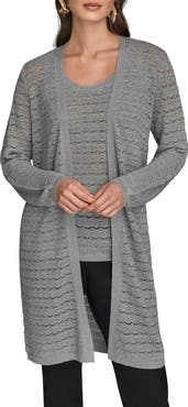 Donna Karan New York Metallic Open Cardigan