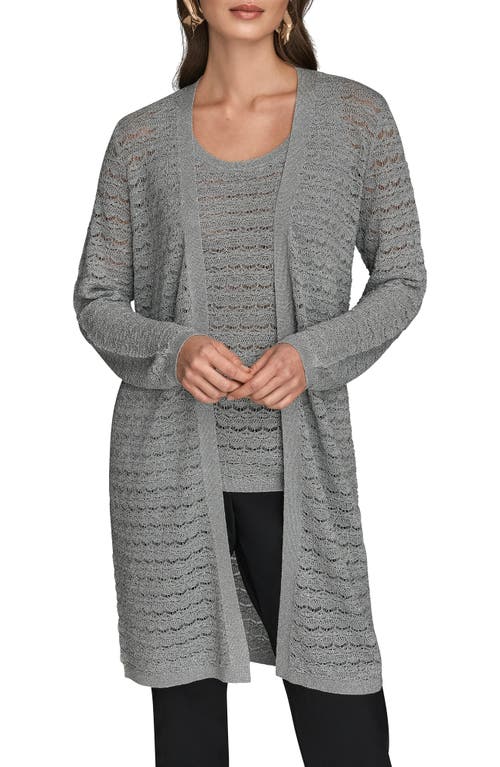 Donna Karan New York Metallic Open Cardigan In Gray