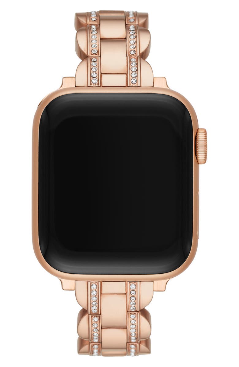 Kate Spade New York scallop 16mm Apple Watch<sup>®</sup> pavé bracelet watchband, Alternate, color, Rose Gold
