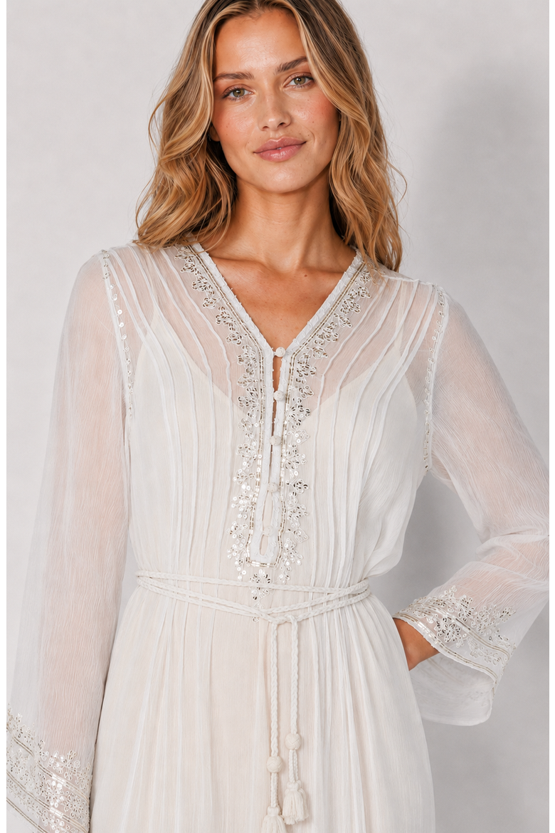 Camelia Dress, Alternate, color, White / Teal / Indigo Ombre