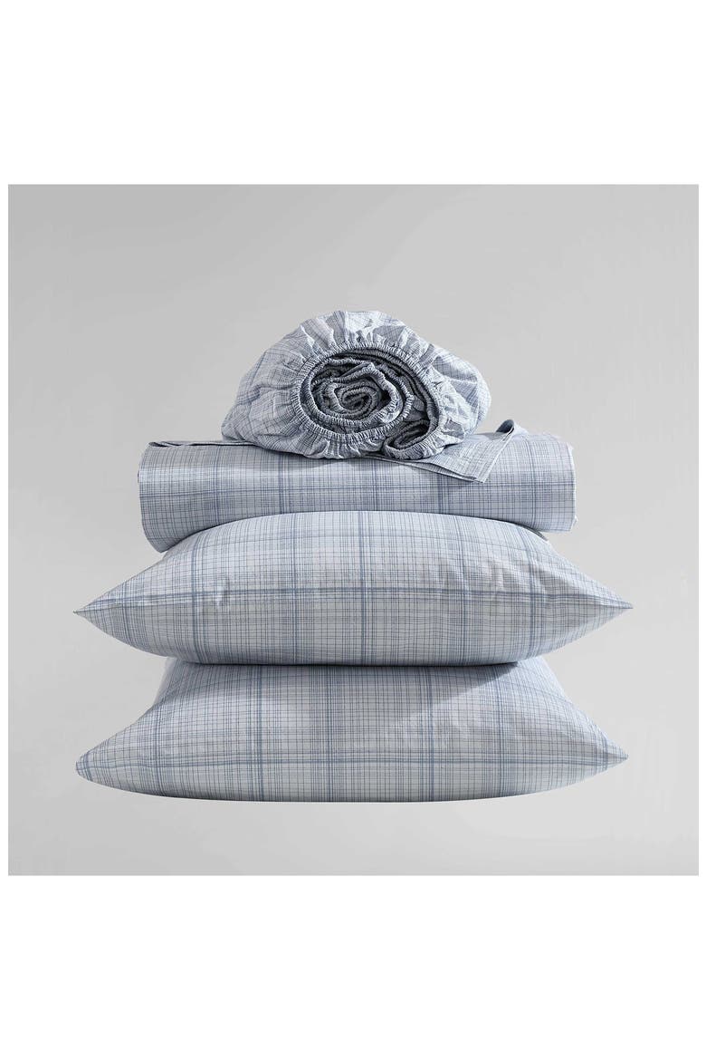 Multi Grid 200 Thread Count Cotton Percale Sheet Set, Alternate, color, LIGHT / MEDIUM BLUE