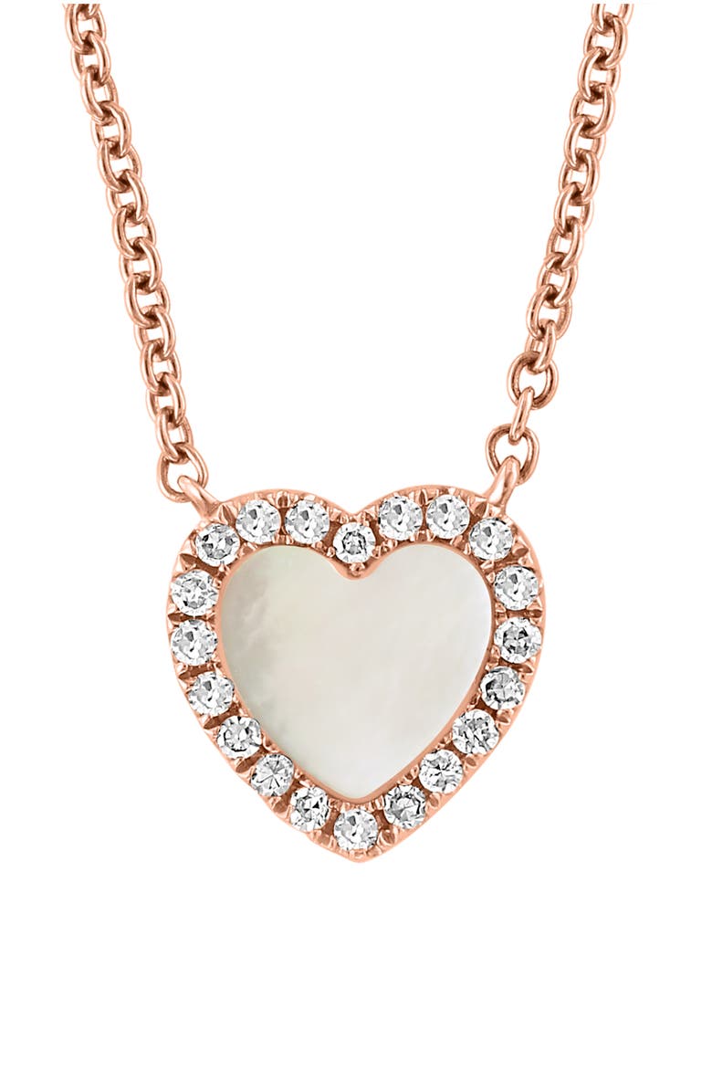 EFFY Mother-of-Pearl & Diamond Heart Necklace - 0.09ct., Alternate, color, 