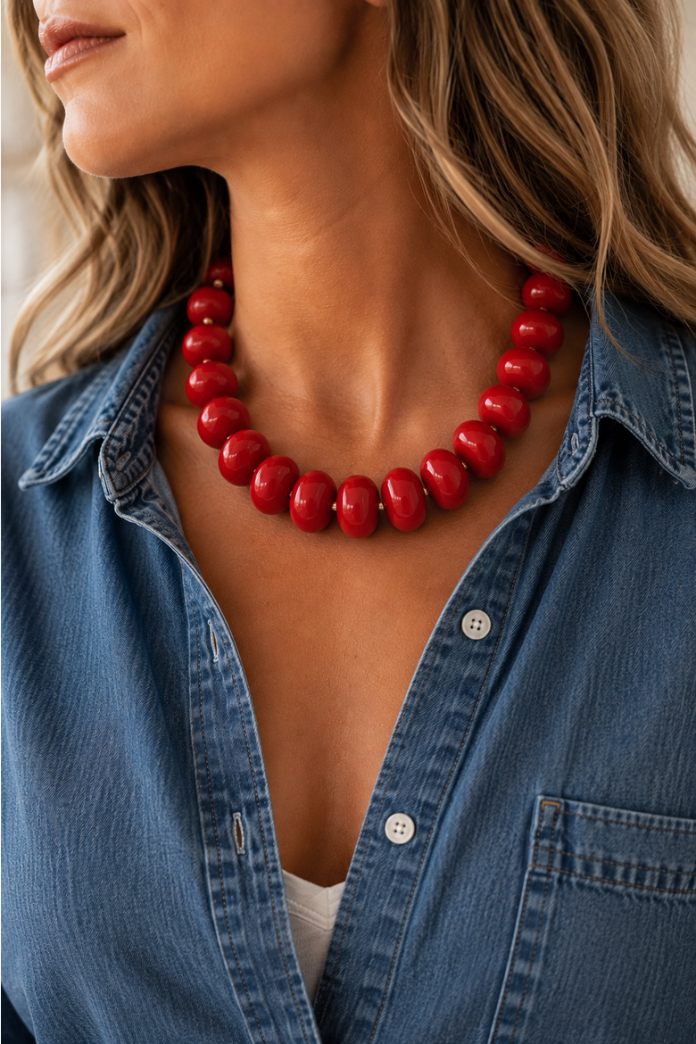 Cherry Red Necklace, Alternate, color, Red