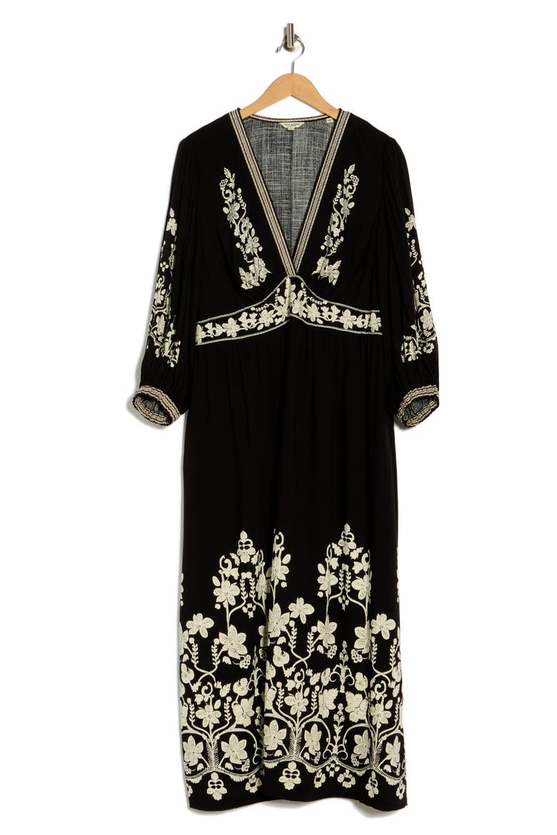 V-Neck Maxi Dress, Alternate, color, BLACK/ CREAM