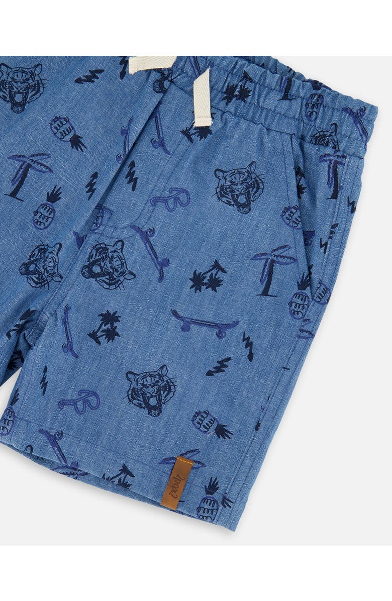Deux par Deux Elastic Waist Skateboards Chambray Shorts, Alternate, color, Blue Chambray Skate Boards