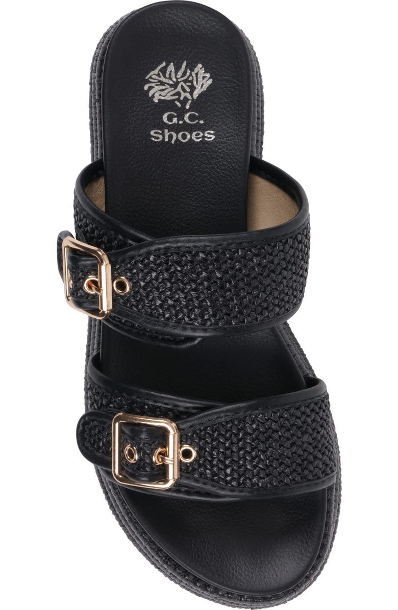 GC SHOES Lorena Raffia Platform Slide Sandal, Alternate, color, Black