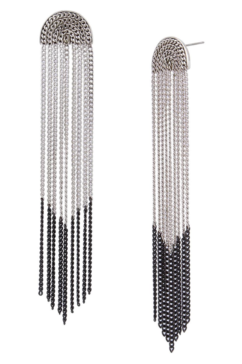 Chain Fringe Earrings, Main, color, HEMATITE/ WARM SILVER