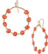 Cara Beaded Flower Hoop Earrings