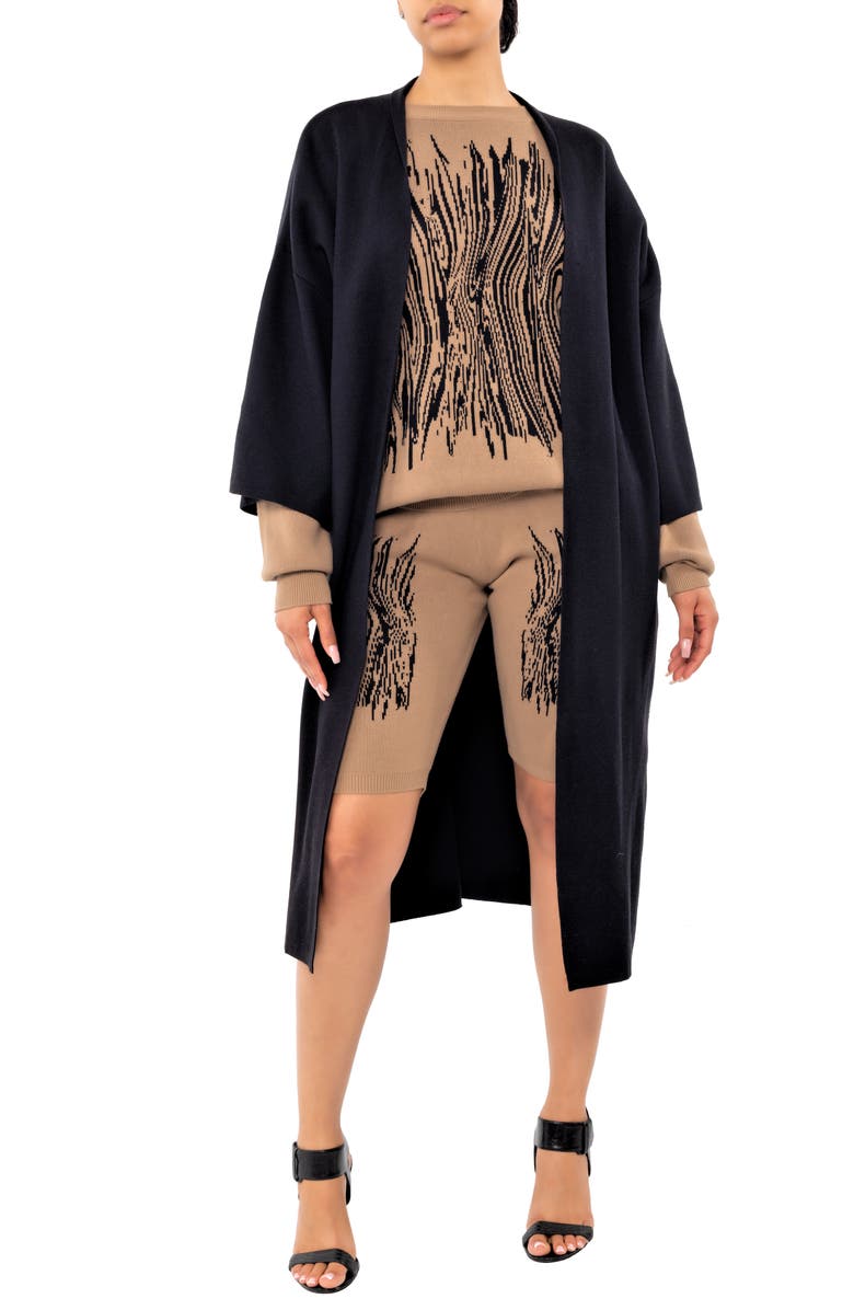 Dai Moda Caviar Crewneck Sweater, Alternate, color, Brown