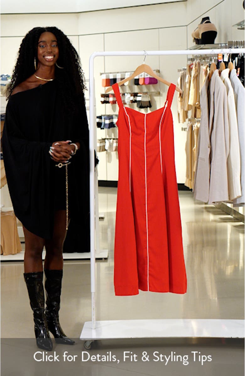 Piping Detail Sleeveless Fit & Flare Midi Dress, sales video thumbnail