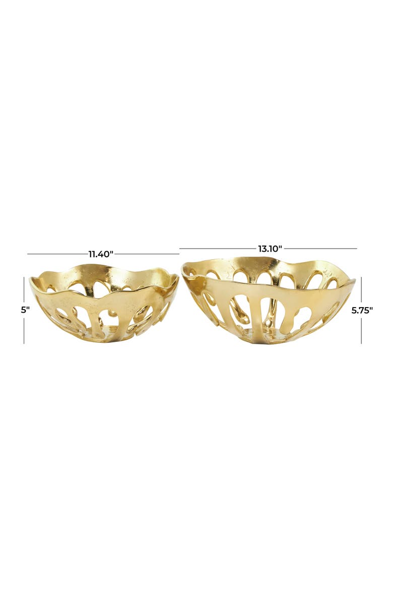 Set of Two Gold Aluminium Decorative Bowls, Alternate, color, GOLD