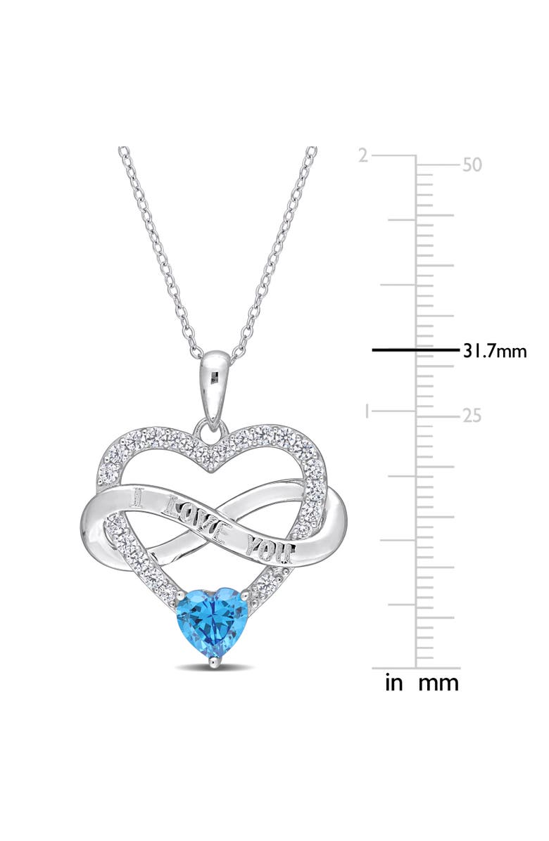 Julianna B. Color Zirconia Infinity Heart Necklace, Alternate, color, Blue Cz