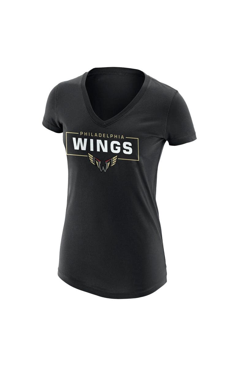 ADPRO Sports Women's Black Philadelphia Wings Primary Logo V-Neck T-Shirt, Alternate, color, Black