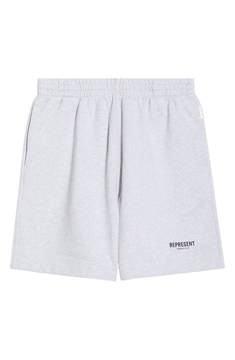 Represent Owners' Club Cotton Logo Shorts, Alternate, color, Ash Grey/ Black