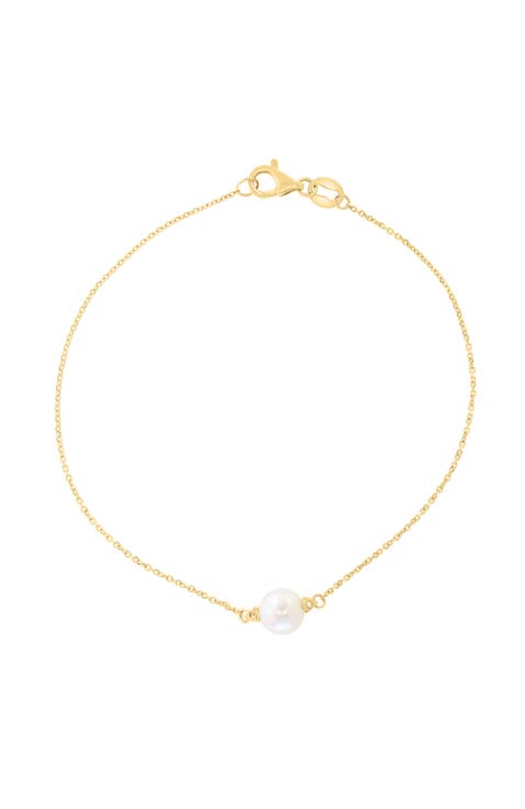14Ky ,White Topaz,Fresh Water Pearl Bracelet
