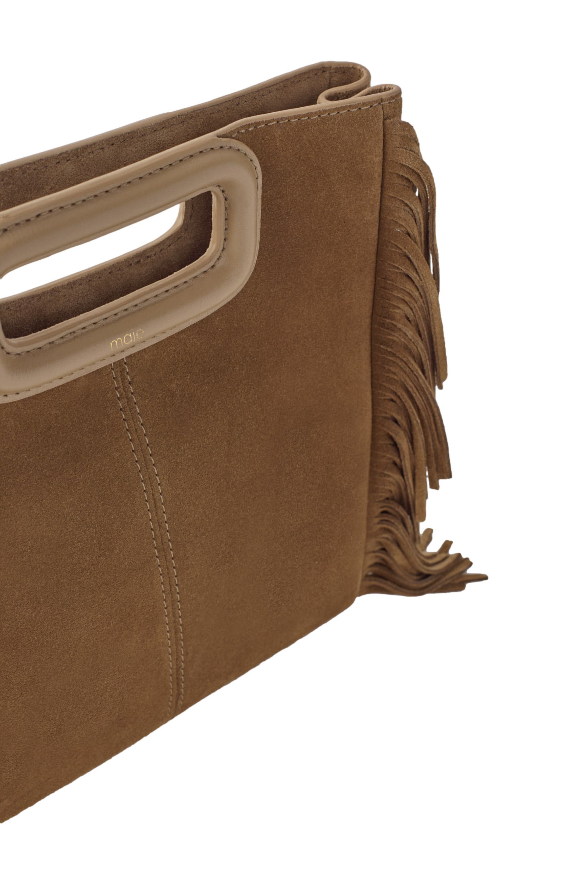 maje Fringed M bag in suede, Alternate, color, Camel