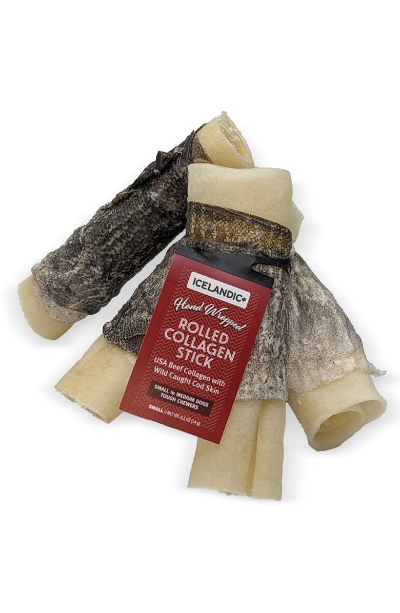 ICELANDIC+ Beef Rolled Collagen Stick with Wrapped Fish 4" Dog Treat, Alternate, color, 