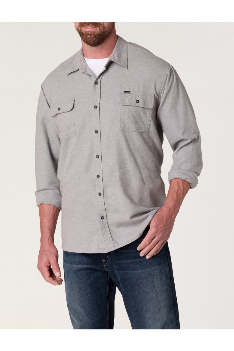 Big & Tall Regent Flannel Sport Shirt, Alternate, color, HEATHER GREY