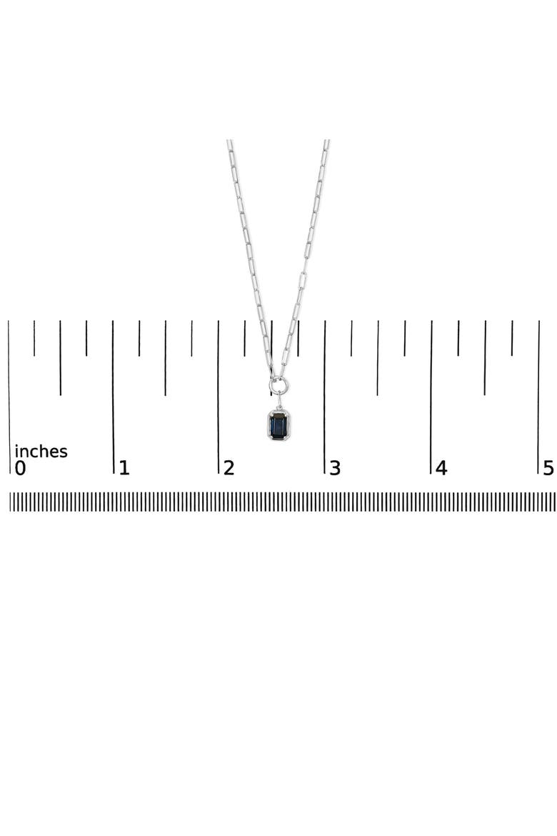 10K White Gold Emerald Cut 6x4 MM Blue Sapphire Solitaire Pendant Necklace, Alternate, color, White