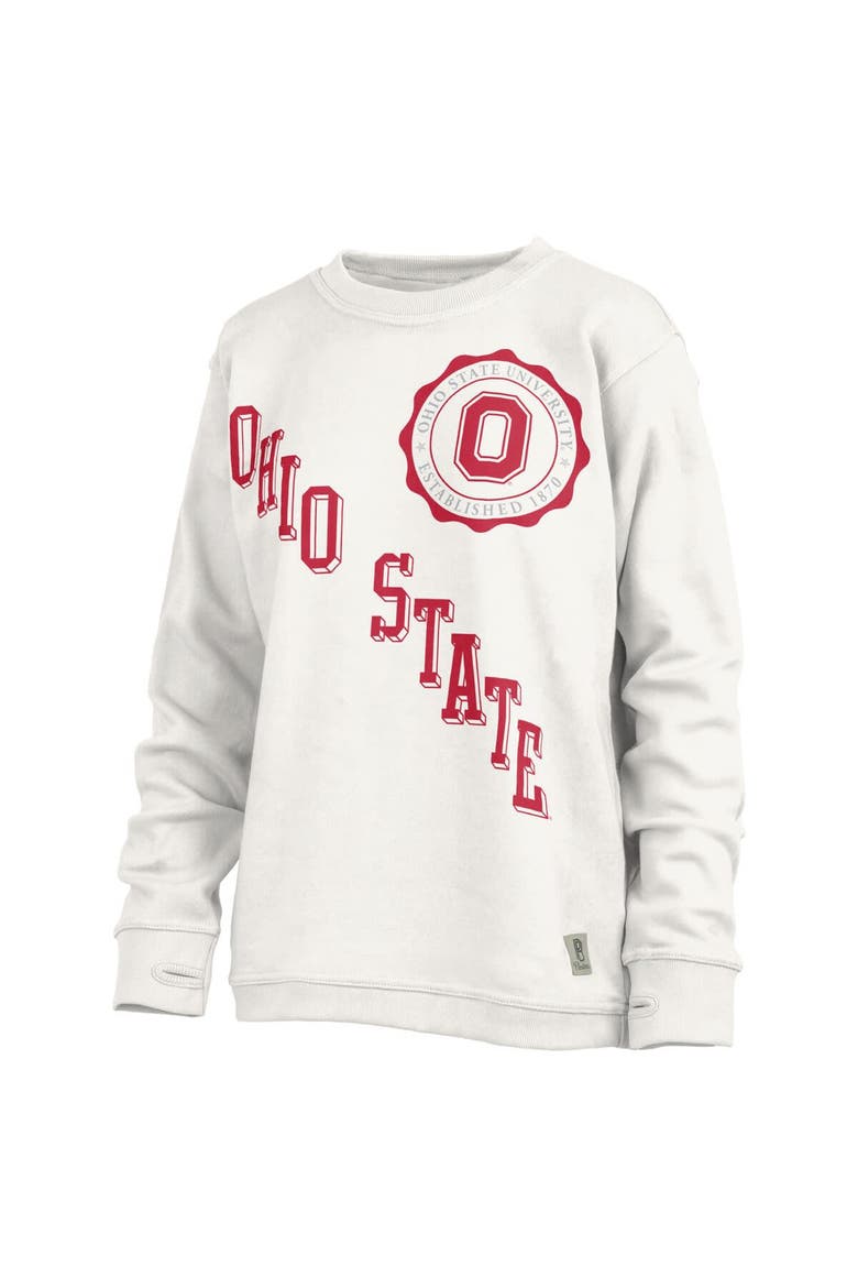 Women's Pressbox White Ohio State Buckeyes Shoreline Sundown Pullover Sweatshirt, Main, color, White