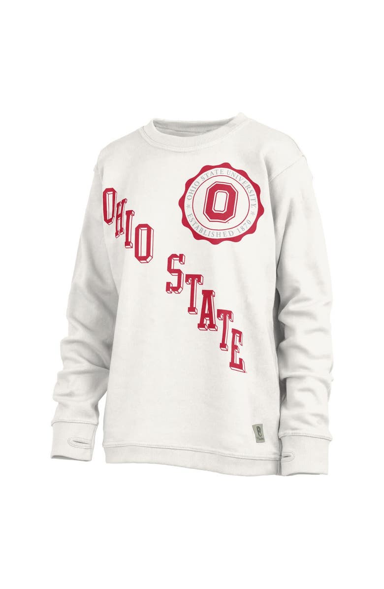 PRESSBOX Women's Pressbox White Ohio State Buckeyes Shoreline Sundown Pullover Sweatshirt, Main, color, White