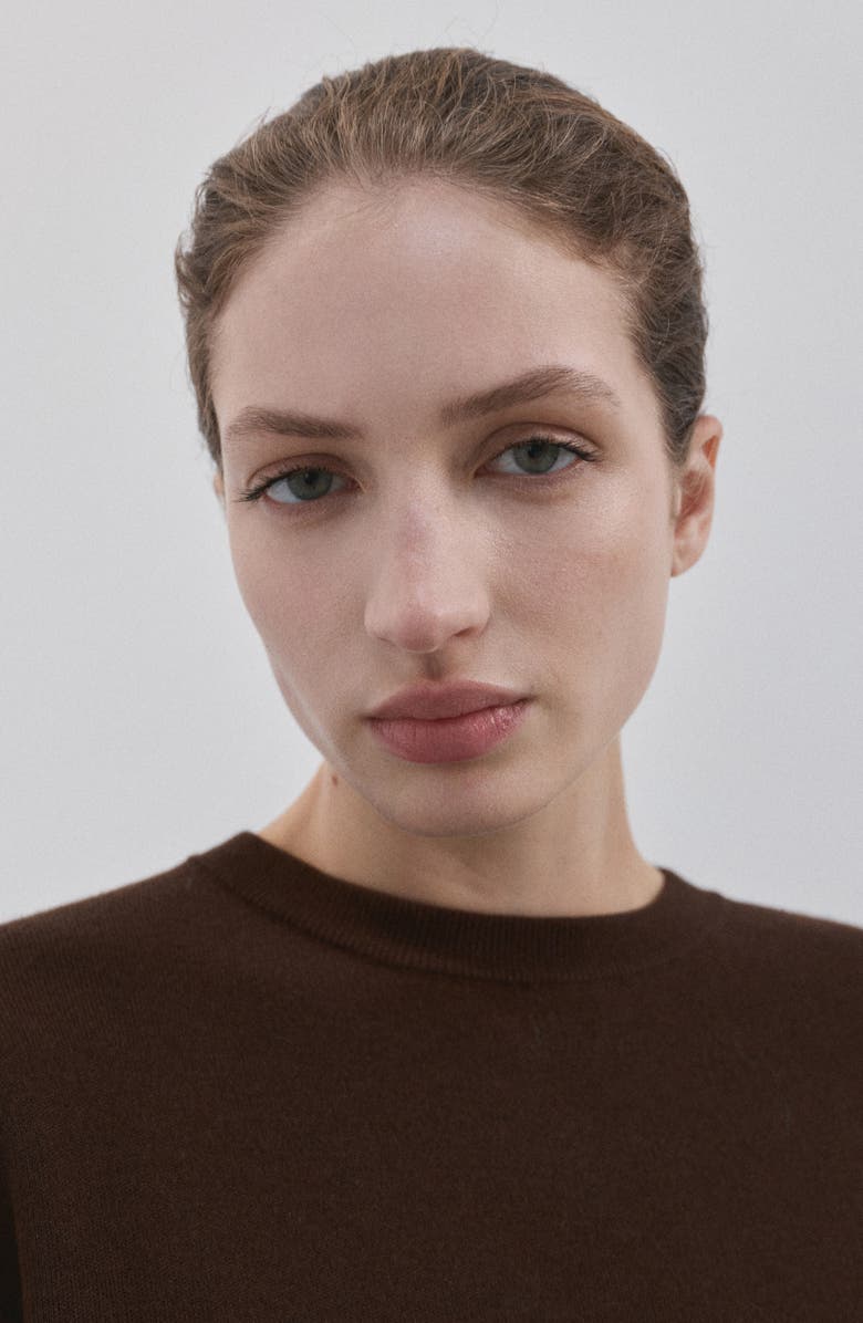 MANGO Mixed Media Asymmetric Hem Lace Trim Sweater, Alternate, color,