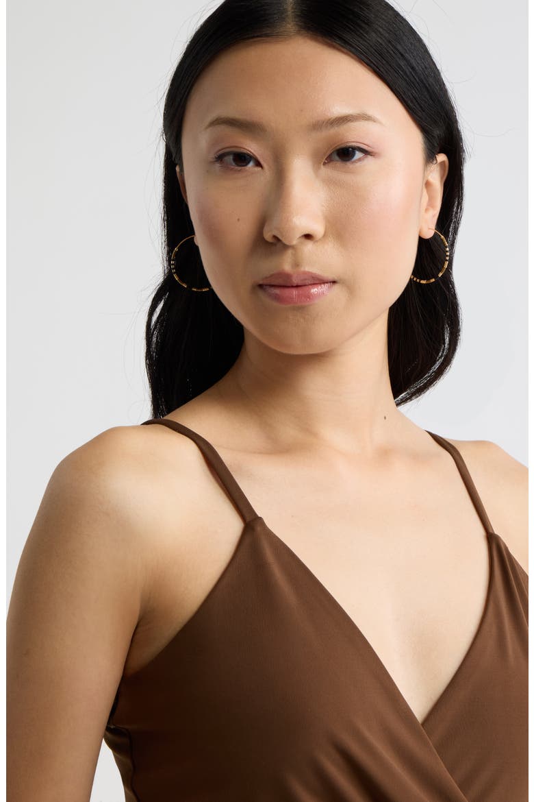 Bead Accent Hoop Earrings, Alternate, color, BROWN MULTI- GOLD