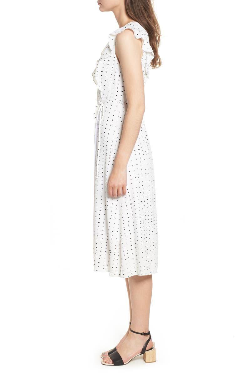 Lost + Wander Dottie Ruffle Midi Wrap Dress, Alternate, color, 