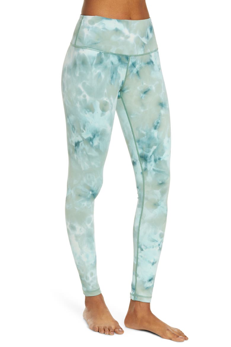 Spray Dye High Waist Leggings, Alternate, color, GREEN TOPIARY