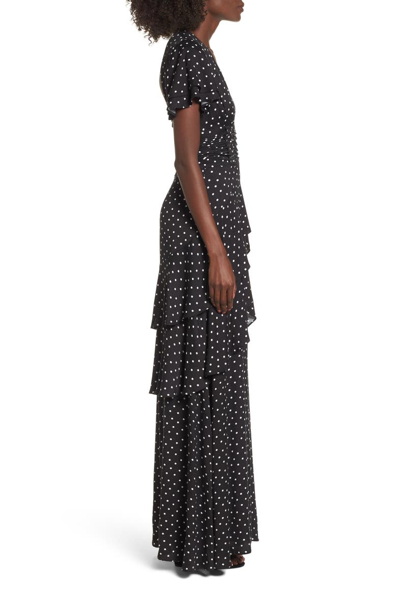 Micah Corset Maxi Dress, Alternate, color, NOIR POLKA DOT