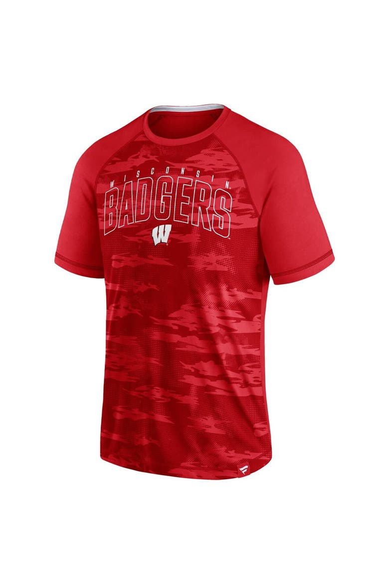 Men's Fanatics Branded Red Wisconsin Badgers Arch Outline Raglan T-Shirt, Alternate, color, Red