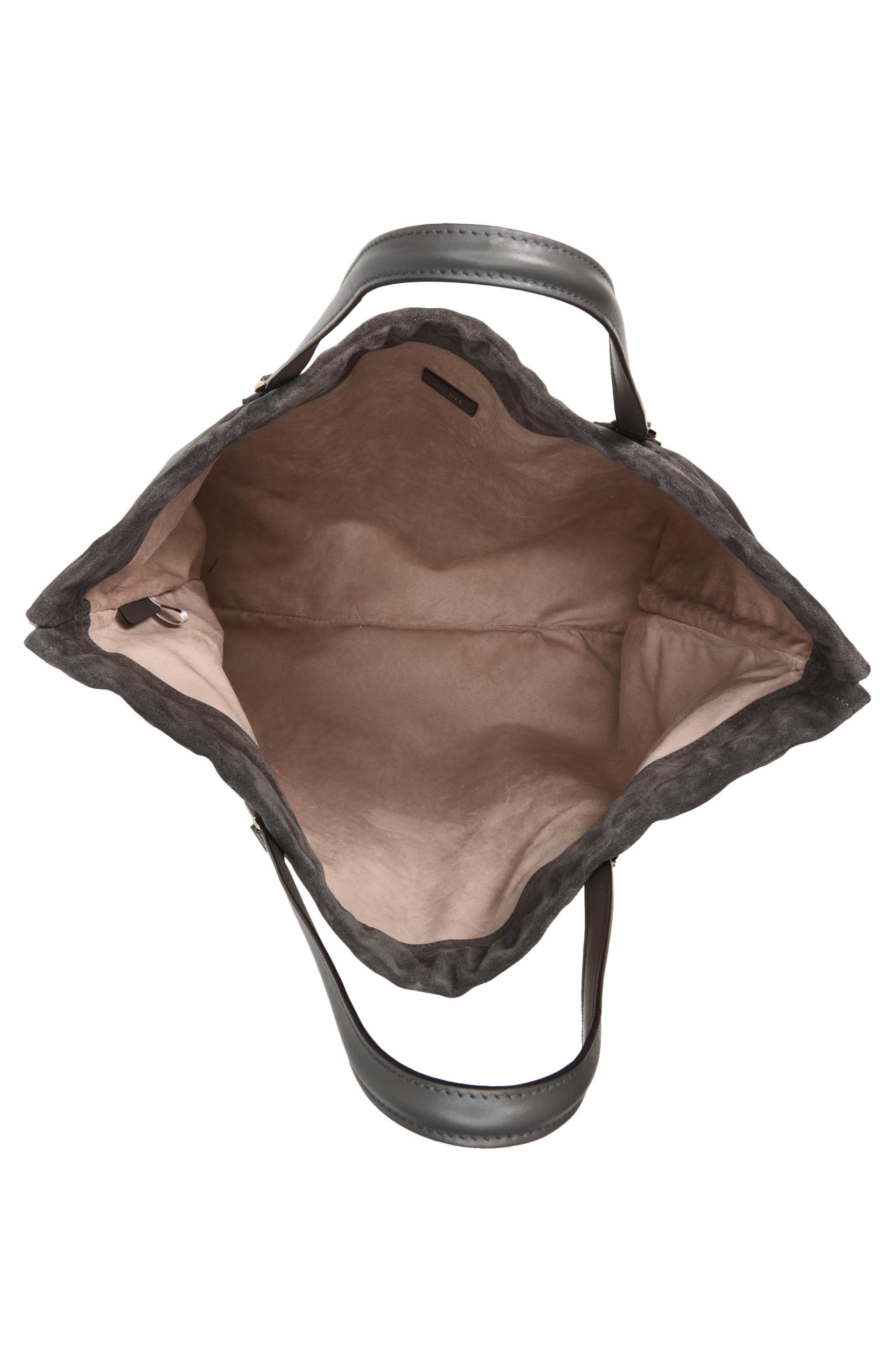 Large Suede Drawstring Tote, Alternate, color, STORM/ STORM/ LIGHT GOLD