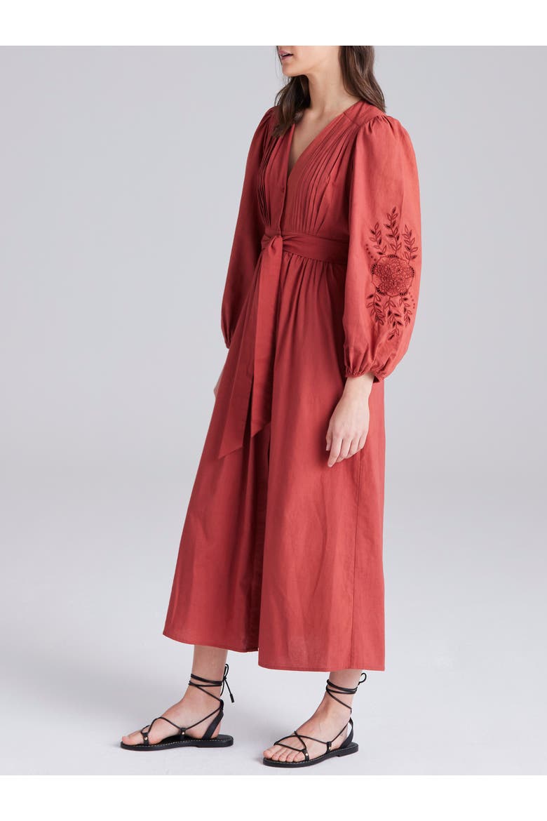 Carla Embroidered Dress, Alternate, color, Rust