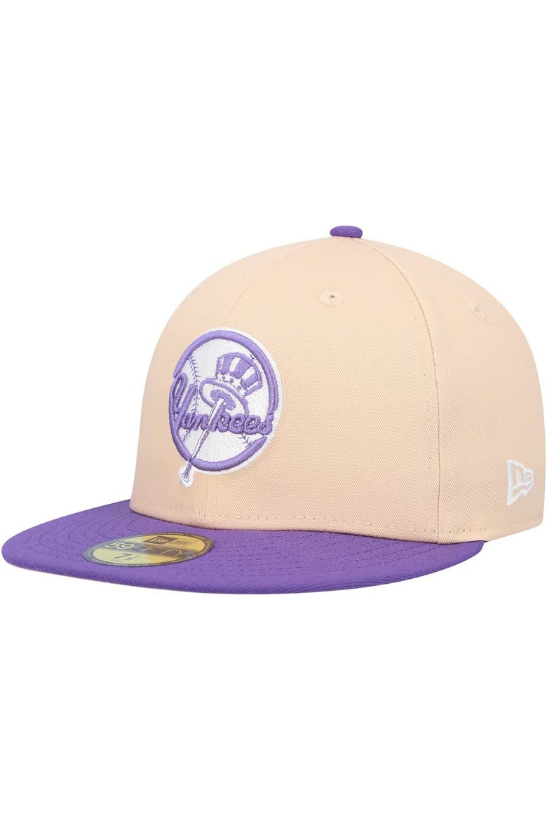 Men's New Era Peach/Purple New York Yankees Subway Series Side Patch 59FIFTY Fitted Hat, Alternate, color, Orange