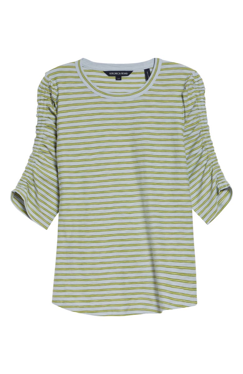 Veronica Beard Waldorf Stripe Ruched Sleeve Tee, Main, color, Banded Stripe