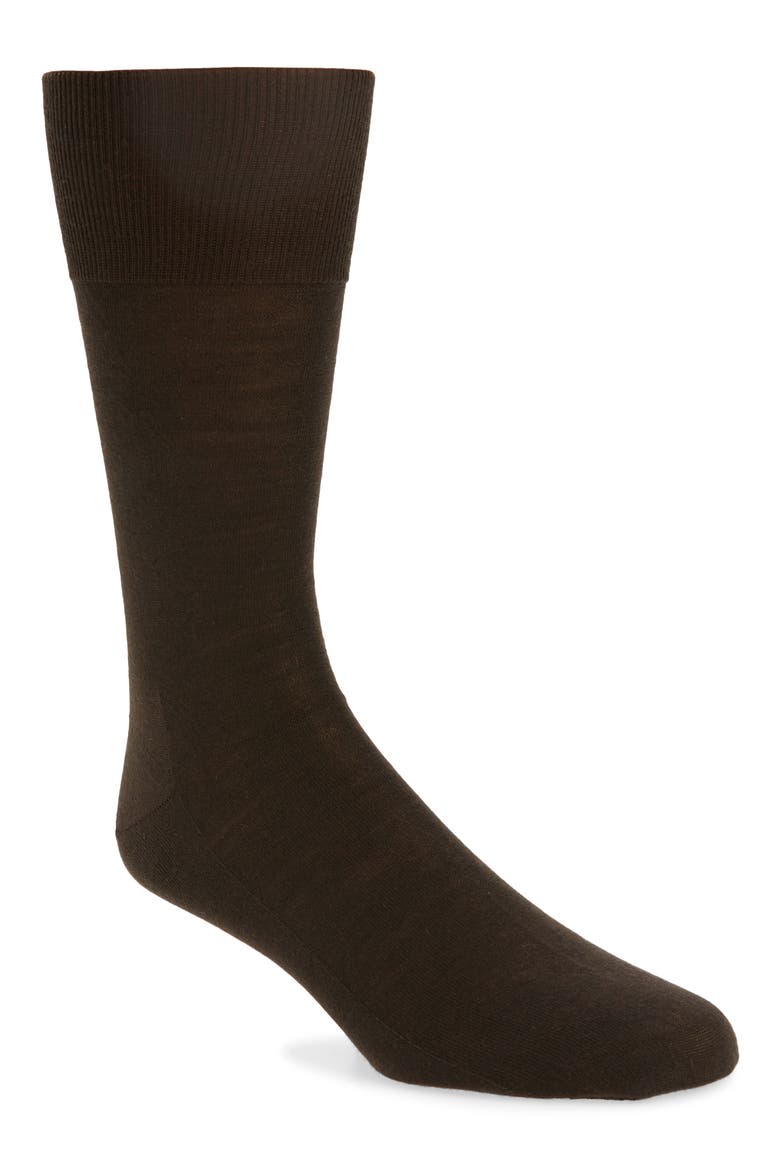 No. 6 Merino Wool Blend Dress Socks, Main, color, BROWN