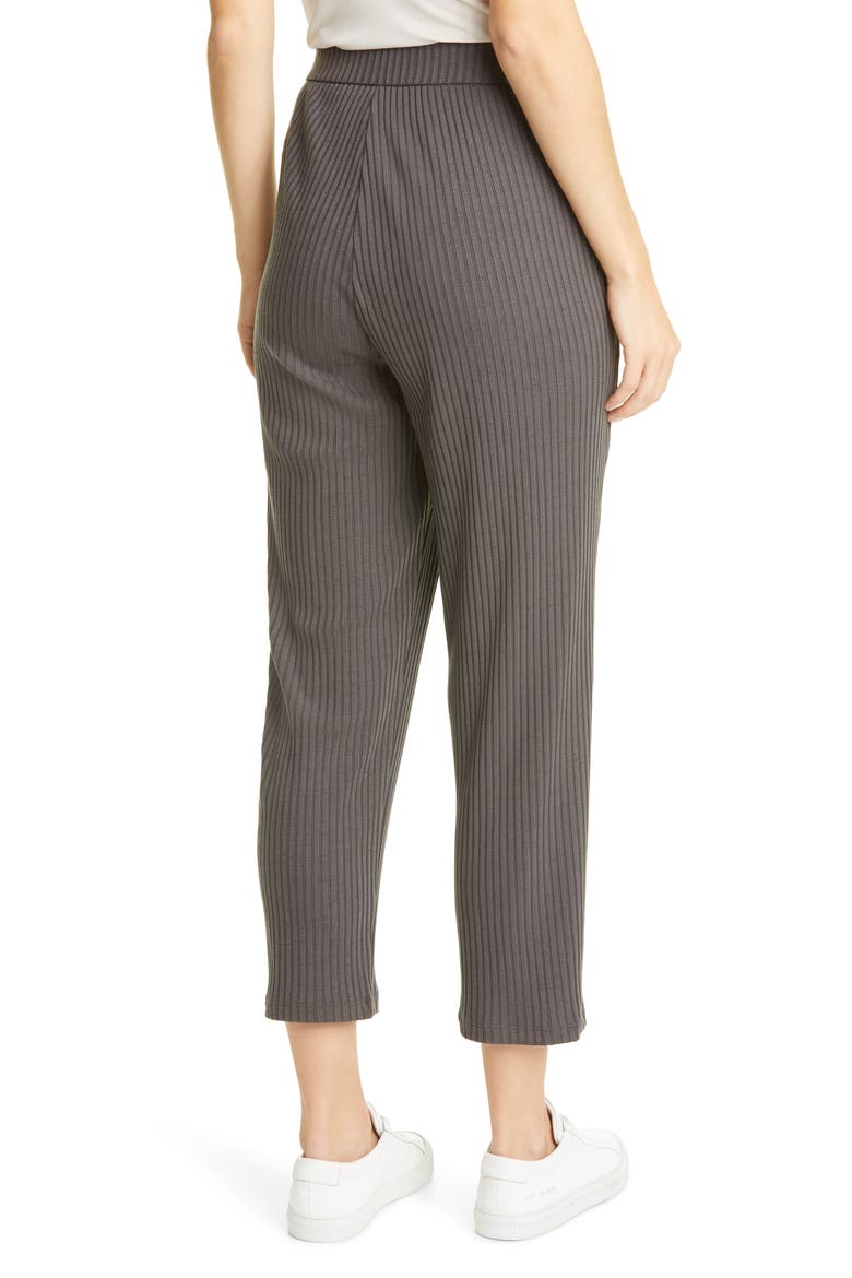 Tapered Rib Ankle Pants, Alternate, color, BLACK