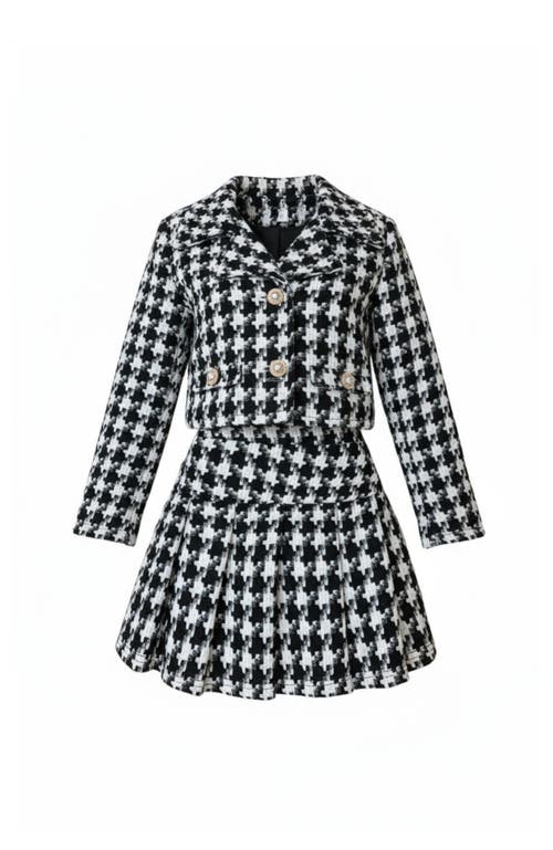 Mia Belle Girls Kids' Cute Festive Jacket And Pleated Skirt Set In Black