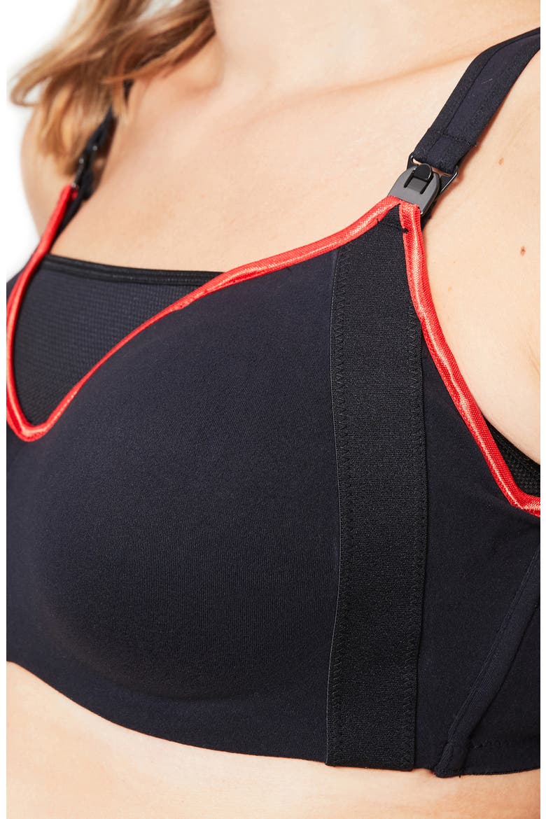 Orange Zest Contour Underwire Nursing Sports Bra, Alternate, color, BLACK