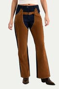 NASTY GAL Denim Studded Suedette Mix Chap Jean