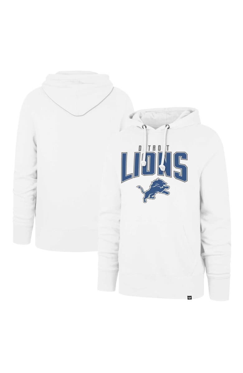 '47 Men's '47 White Detroit Lions Elements Arch Headline Pullover Hoodie, Alternate, color, 