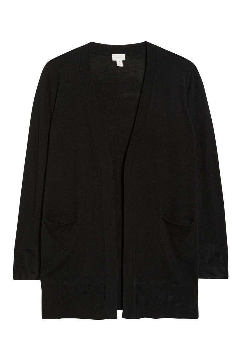 Everyday Open Front Cardigan, Alternate, color, BLACK