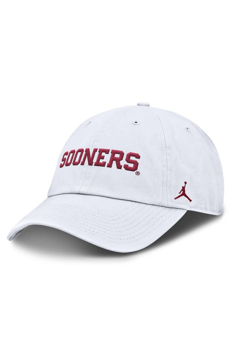 Jordan Brand Men's Jordan Brand White Oklahoma Sooners Core Club Mascot Wordmark Adjustable Hat, Main, color, White