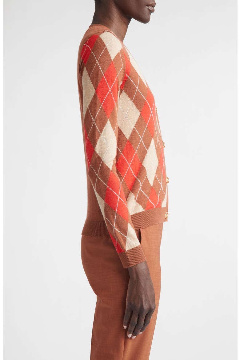 Argyle Plaid Wool Blend Cardigan, Alternate, color, CAMEL/ RUST / PERSIMMON MULTI