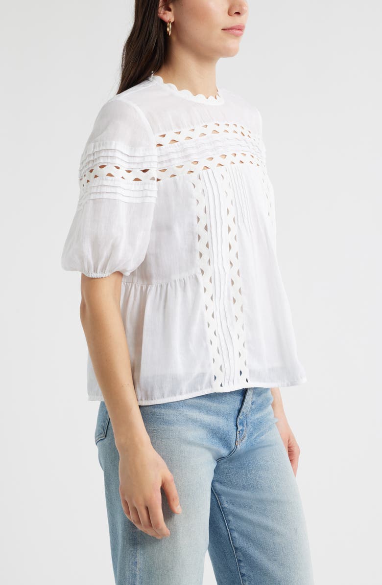 Caslon<sup>®</sup> Rickrack Trim Popover Top, Alternate, color, White