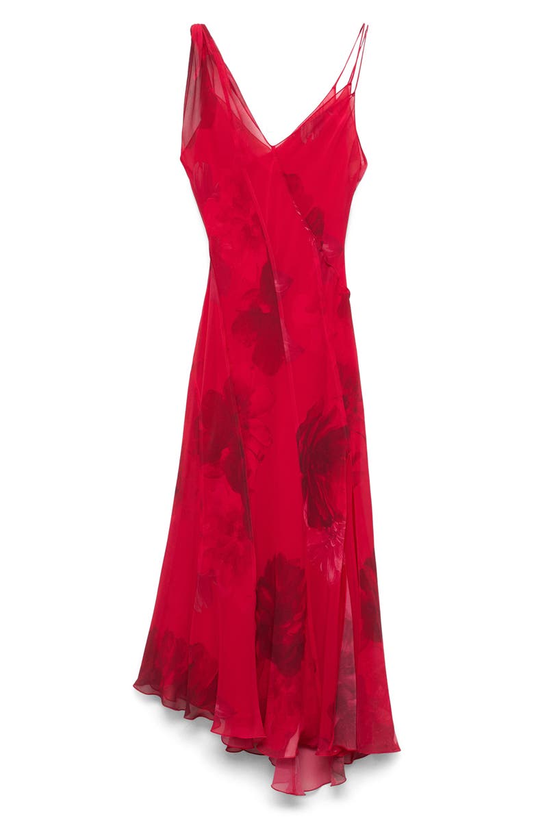 MANGO Amapola Floral Asymmetric Midi Dress, Alternate, color, 