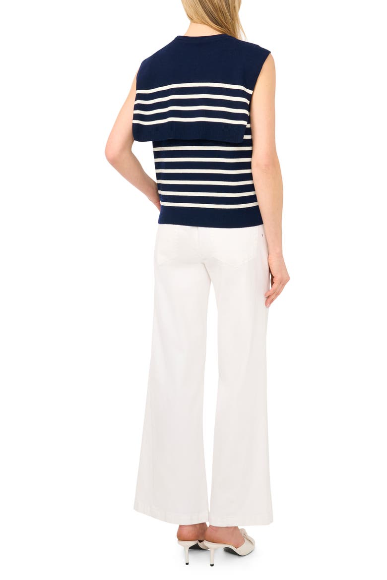 Stripe Front Tie Sleeveless Sweater, Alternate, color, CLASSIC NAVY